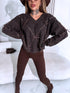 Knitted sweater "GLITTER BOW MO-4006" - CHOCO
